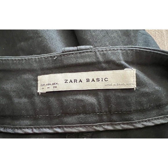 Zara Basic Women’s Black Pencil Skirt Front Slit Faux Pockets Size Medium EUC - Picture 8 of 8